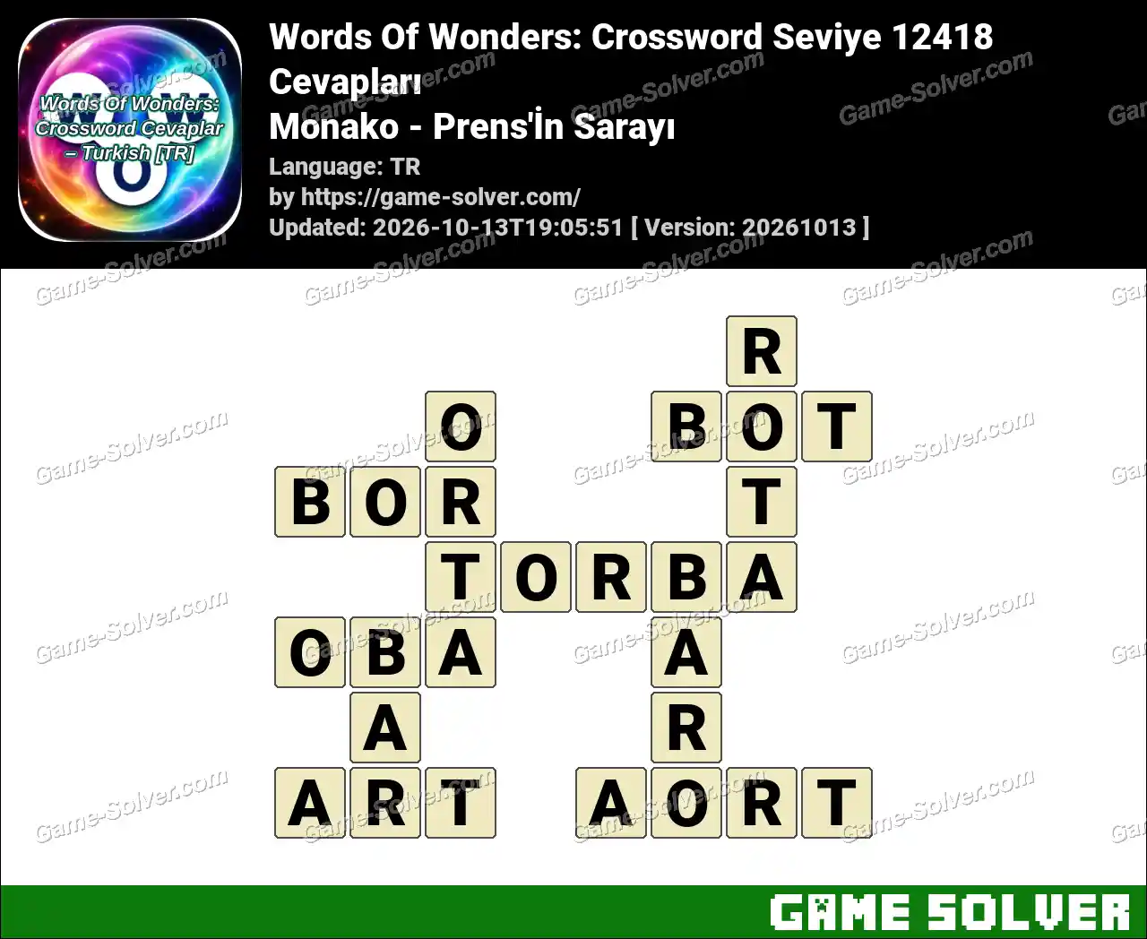 Words Of Wonders: Crossword Seviye 12418 Cevapları – Monako – Prens’İn Sarayı